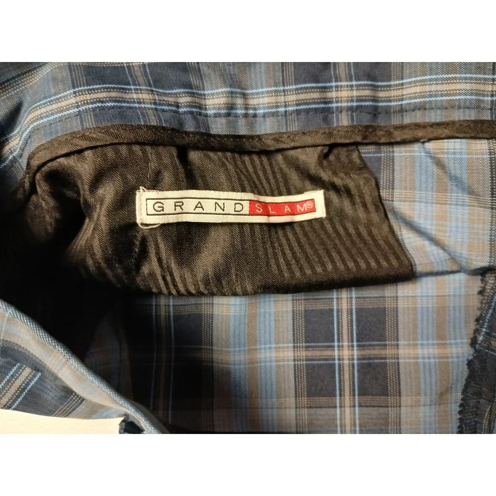 Grand Slam Mens Plaid Golf Shorts Blue Grey Black Size 40 Performance Activewear
